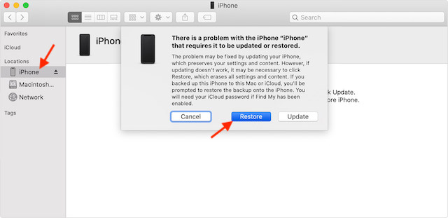 Khôi phục iPhone bị vô hiệu hóa trong iOS 15.1 hoặc sớm hơn 