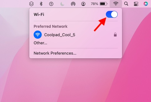 Matikan/hidupkan Wi-Fi di Mac 