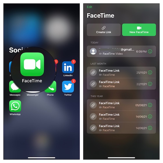 Mulai Panggilan FaceTime di iPhone dan iPad 