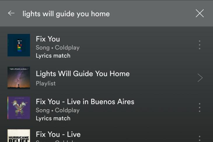 Spotify Now memungkinkan Anda menemukan lagu berdasarkan lirik