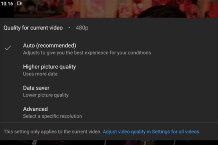 periksa pengaturan kualitas video youtube
