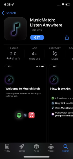 mở liên kết Spotify trong Apple Music - Ứng dụng Musicmatch