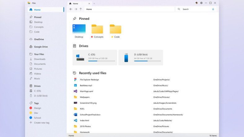 Từ người dùng Reddit Windows 10 khái niệm về File Explorer