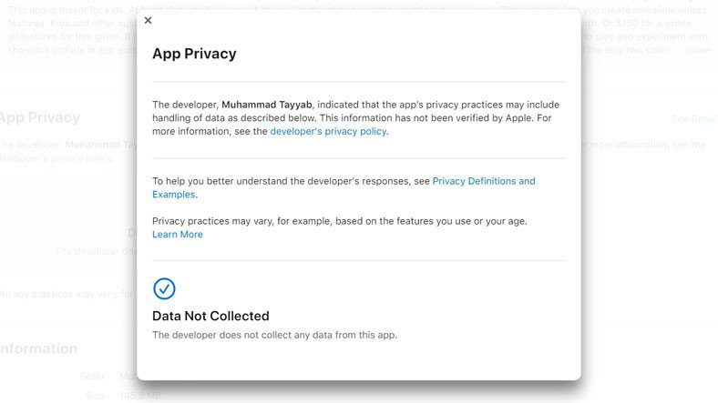 Phần Bảo mật trong App Store có thể hiển thị thông tin không chính xác