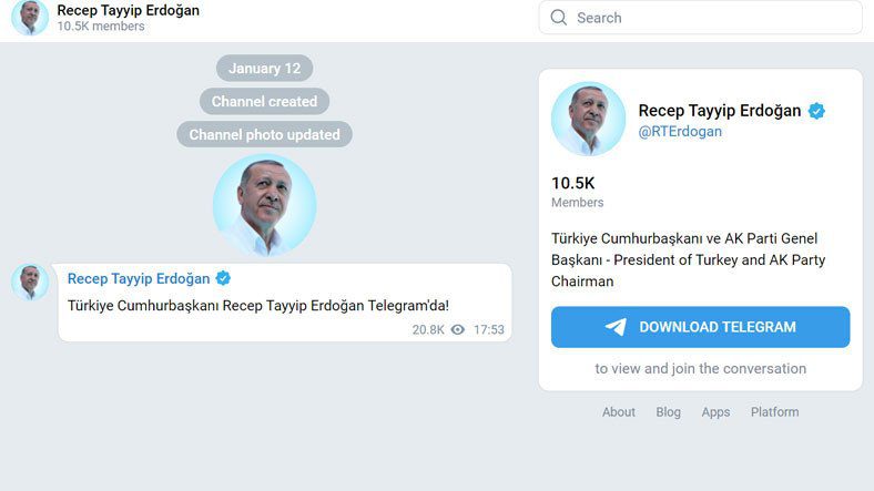 Tổng thống Recep Tayyip Erdoğan đã tham gia BiP và Telegram