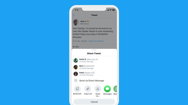 TwitterNhà xuất bản Menu Chia sẻ Mới cho Ứng dụng iOS