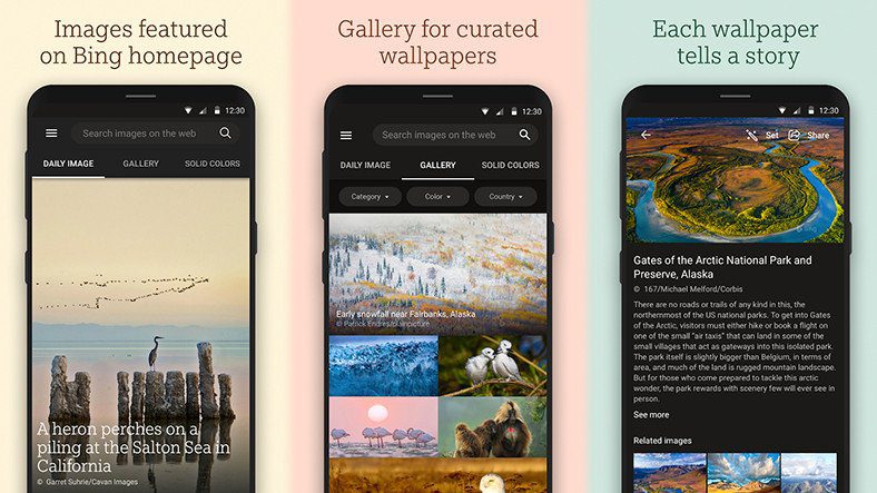 Microsoft phát hành ứng dụng Bing Wallpapers trên Android