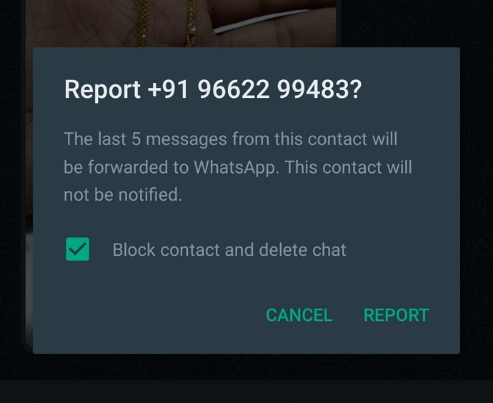 báo cáo ngược và chặn trong whatsapp