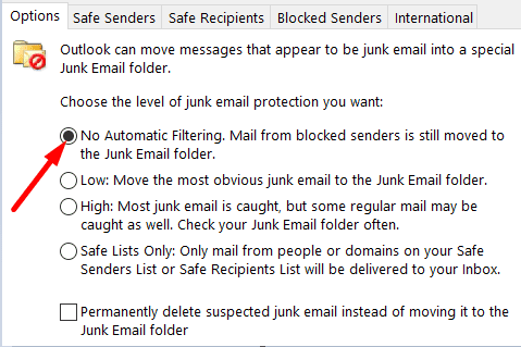 spam-options-Outlook