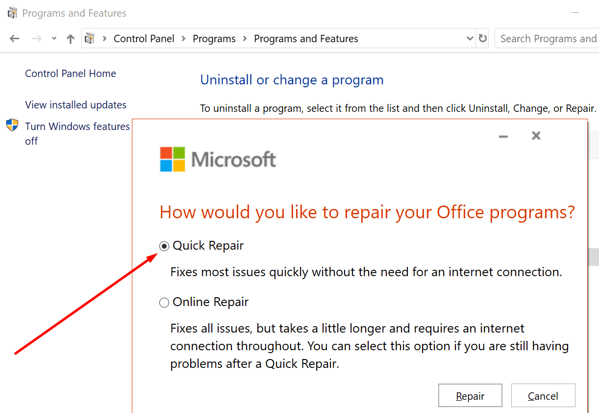 Windows  10 để sửa chữa nhanh chóng