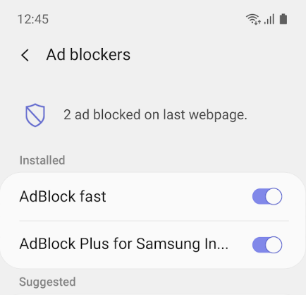 AD BLOCKER Trình duyệt Internet của Samsung