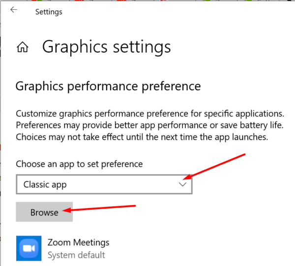 tùy chọn hiệu suất đồ họa Windows 10