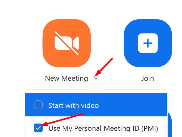 bắt đầu cuộc họp thu phóng bằng ID cuộc họp cá nhân của bạn