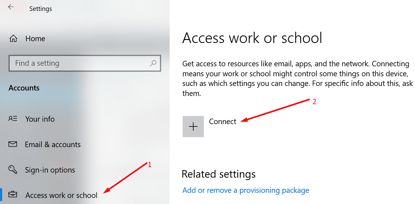 Đăng nhập vào tài khoản của bạn Windows 10 từ trường học hoặc nơi làm việc