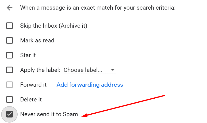 các email được lọc gmail không bao giờ gửi chúng vào thư rác