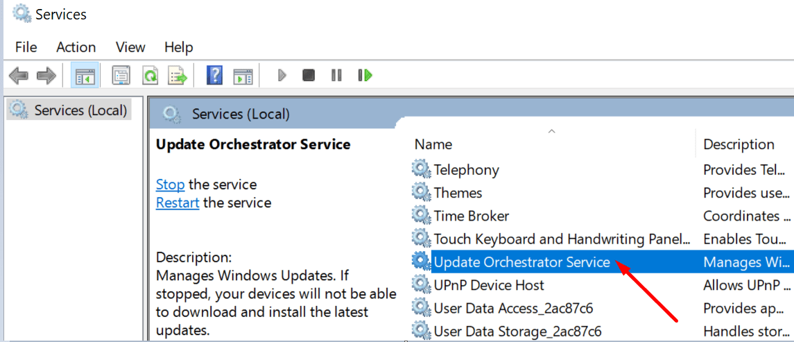 cập nhật dịch vụ dàn nhạc Windows 10