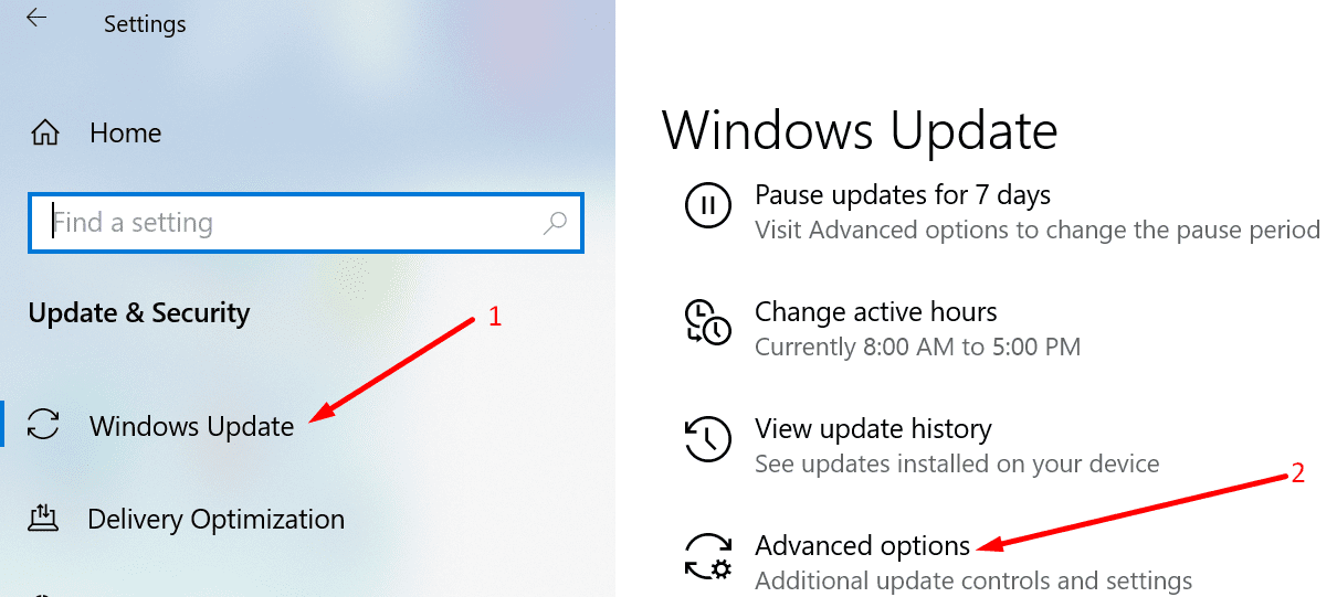 Tùy chọn cập nhật nâng cao Windows 10