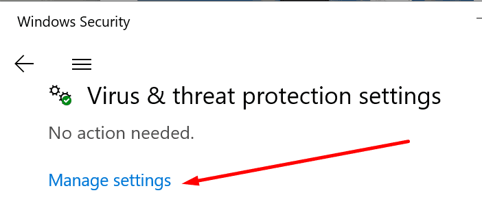 Bảo vệ chống lại vi rút và các mối đe dọa Windows để quản lý cấu hình