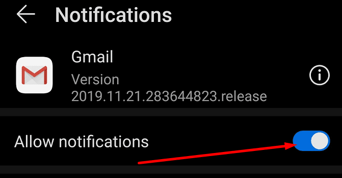 gmail cho phép thông báo