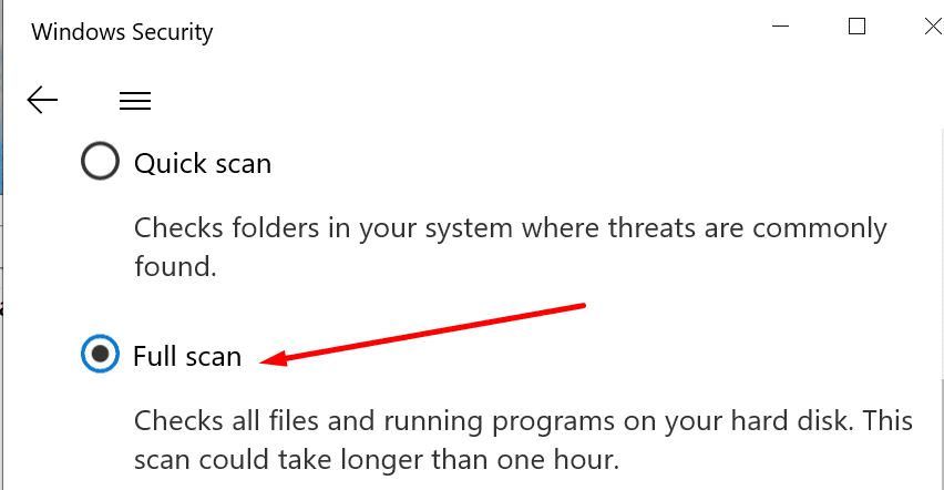 quét bảo mật đầy đủ Windows