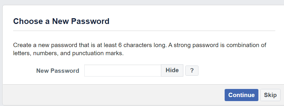 tạo mật khẩu facebook mới