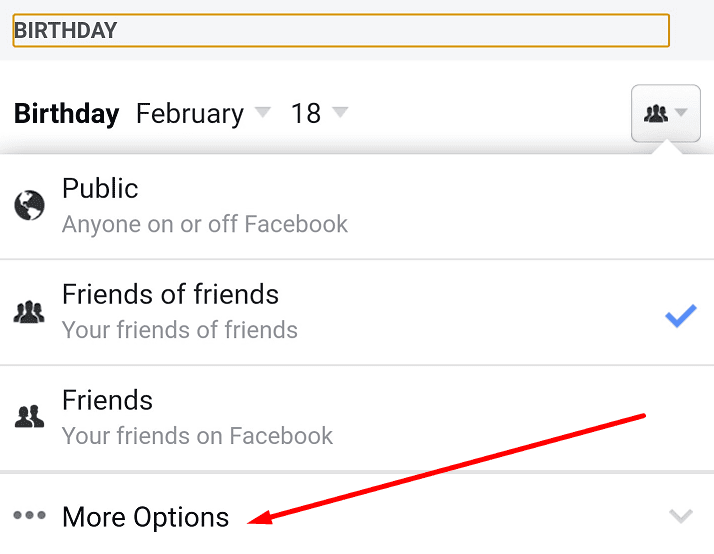 sinh nhật facebook nhiều lựa chọn hơn