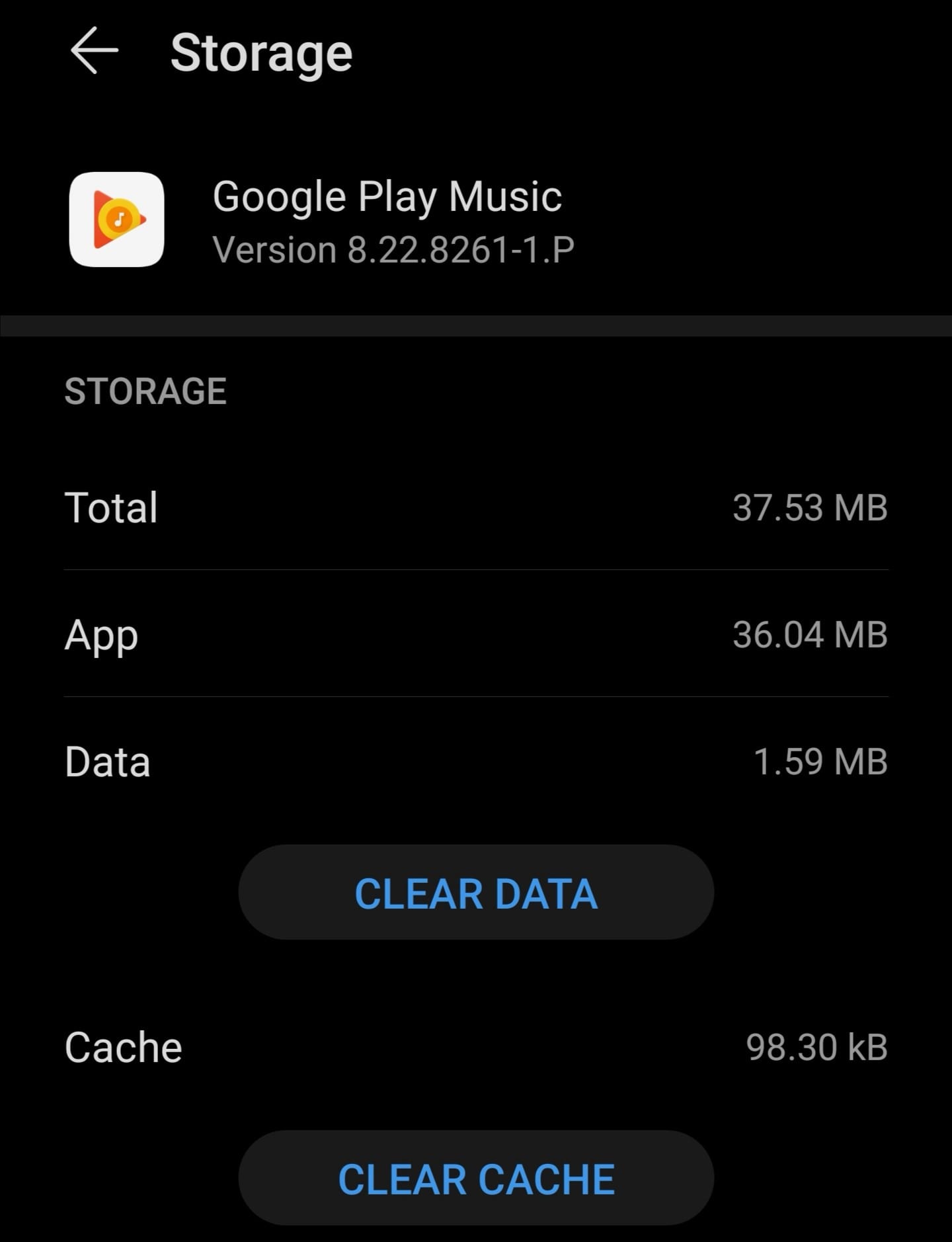 Google Play Âm nhạc xóa bộ nhớ cache