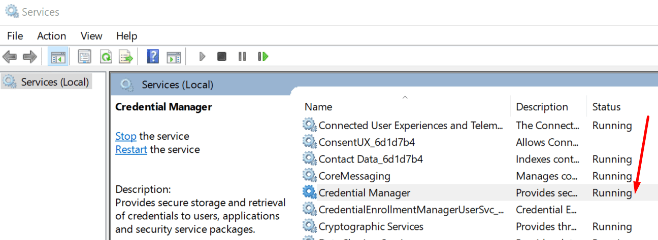 dịch vụ quản lý thông tin xác thực Windows 10