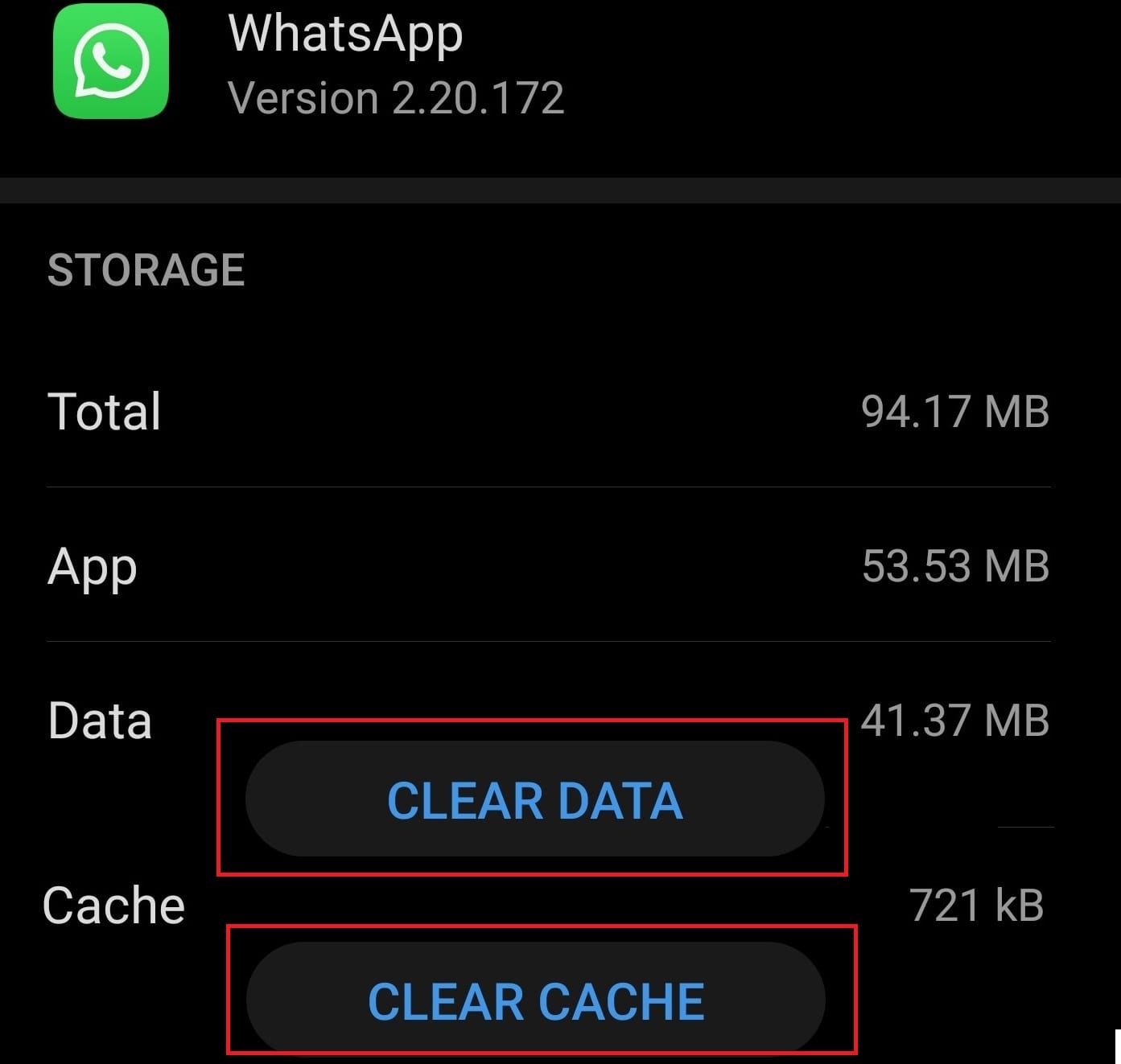 whatsapp xóa bộ nhớ cache