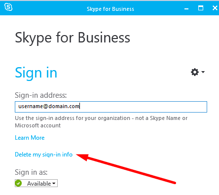 skype cho doanh nghiệp xóa thông tin đăng nhập