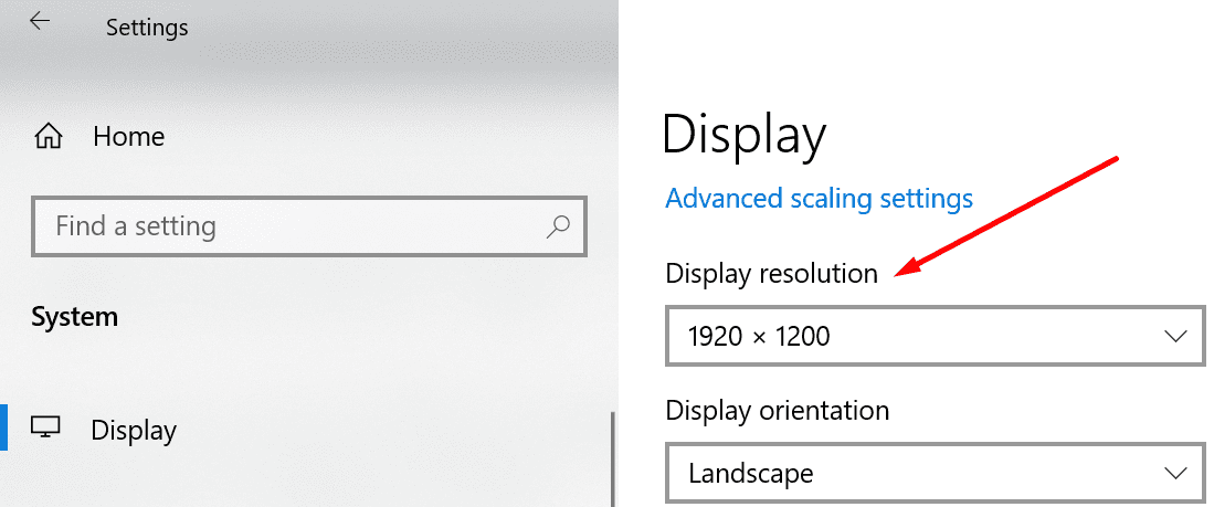 thay đổi độ phân giải màn hình trên Windows 10
