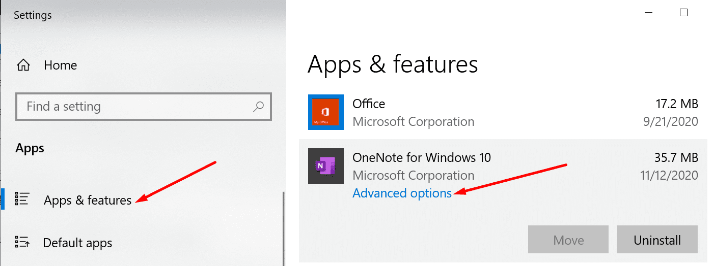 tùy chọn nâng cao onenote windows 10