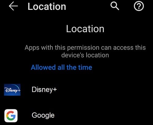 Dịch vụ vị trí được Android cho phép