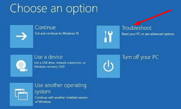 Khắc phục sự cố các tùy chọn nâng cao Windows 10