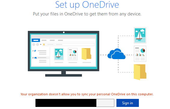 tổ chức của bạn không cho phép bạn đồng bộ OneDrive cá nhân với máy tính của bạn