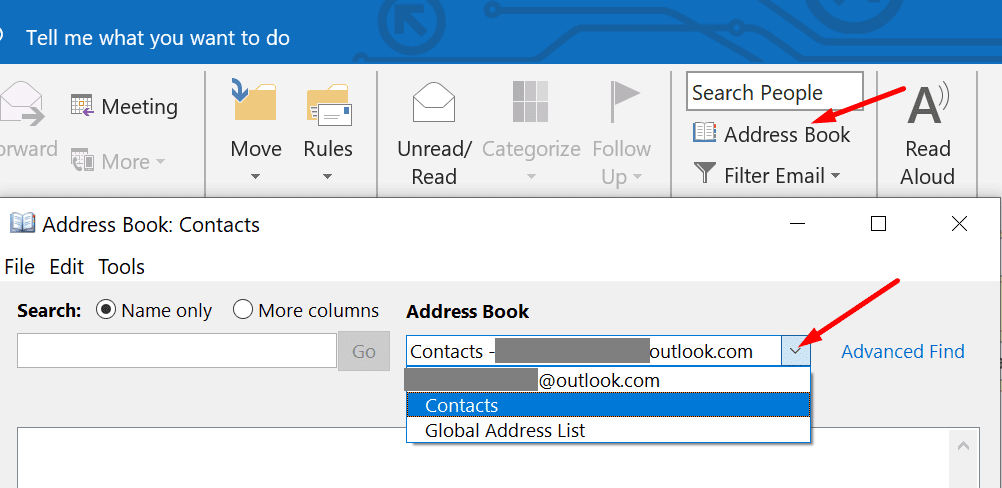 Sổ địa chỉ Outlook