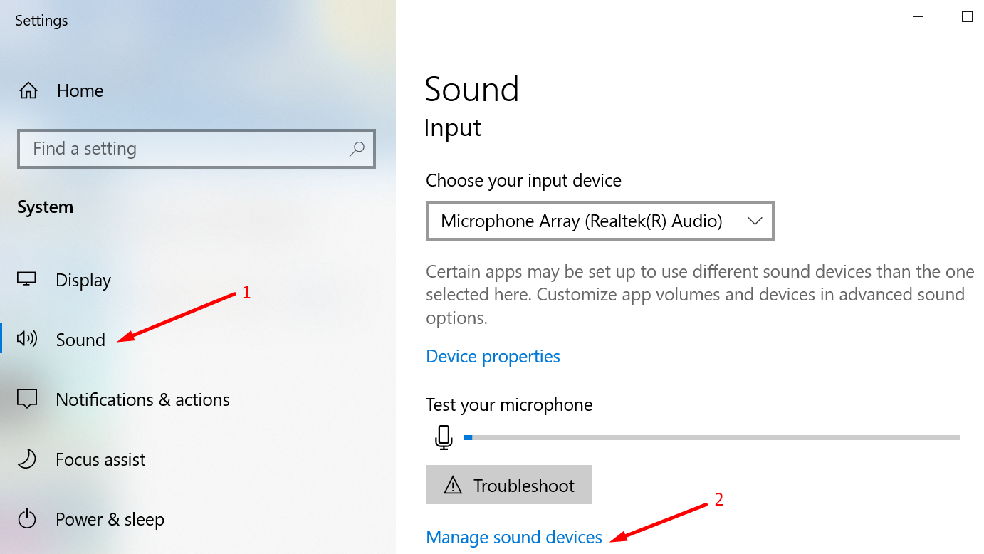 quản lý thiết bị âm thanh Windows 10