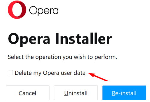 xóa dữ liệu người dùng opera của tôi