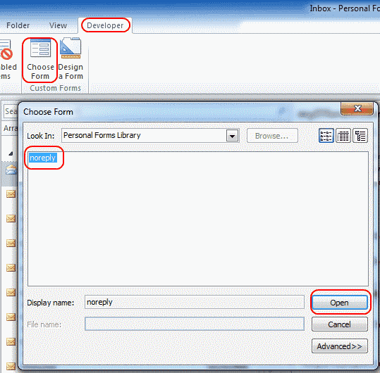 Tên biểu mẫu bài đăng Outlook 2010