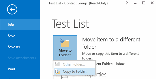 Outlook sao chép vào thư mục