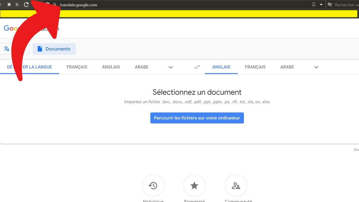 Google Translate översätter ett dokument