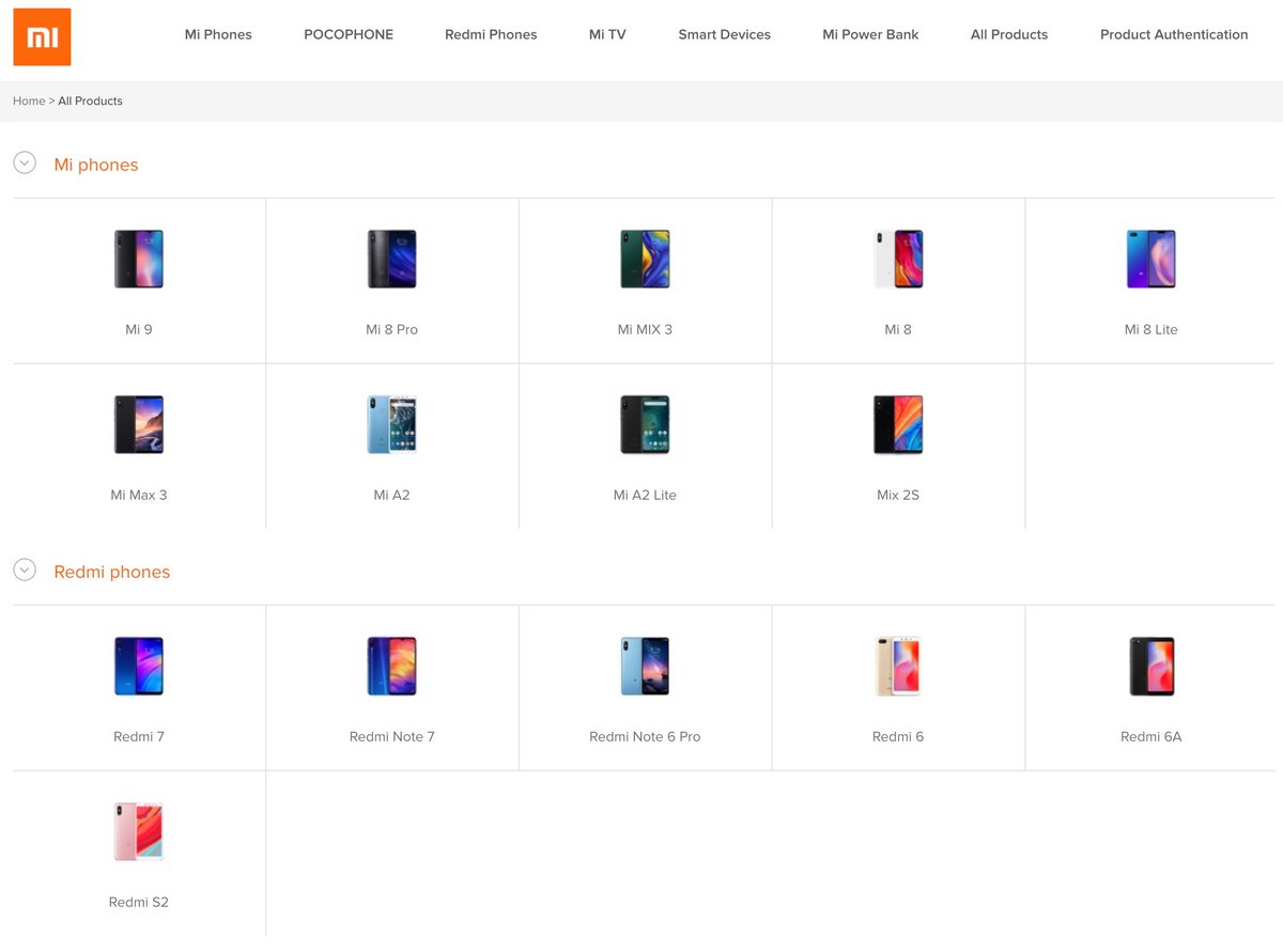 Xiaomi katalog