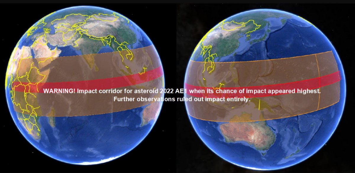Dự đoán sai về vụ va chạm AE1 của tiểu hành tinh 2022 © ESA
