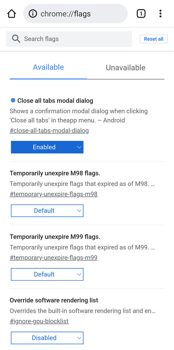 Chrome Android - tab bật lên © XDA Developers