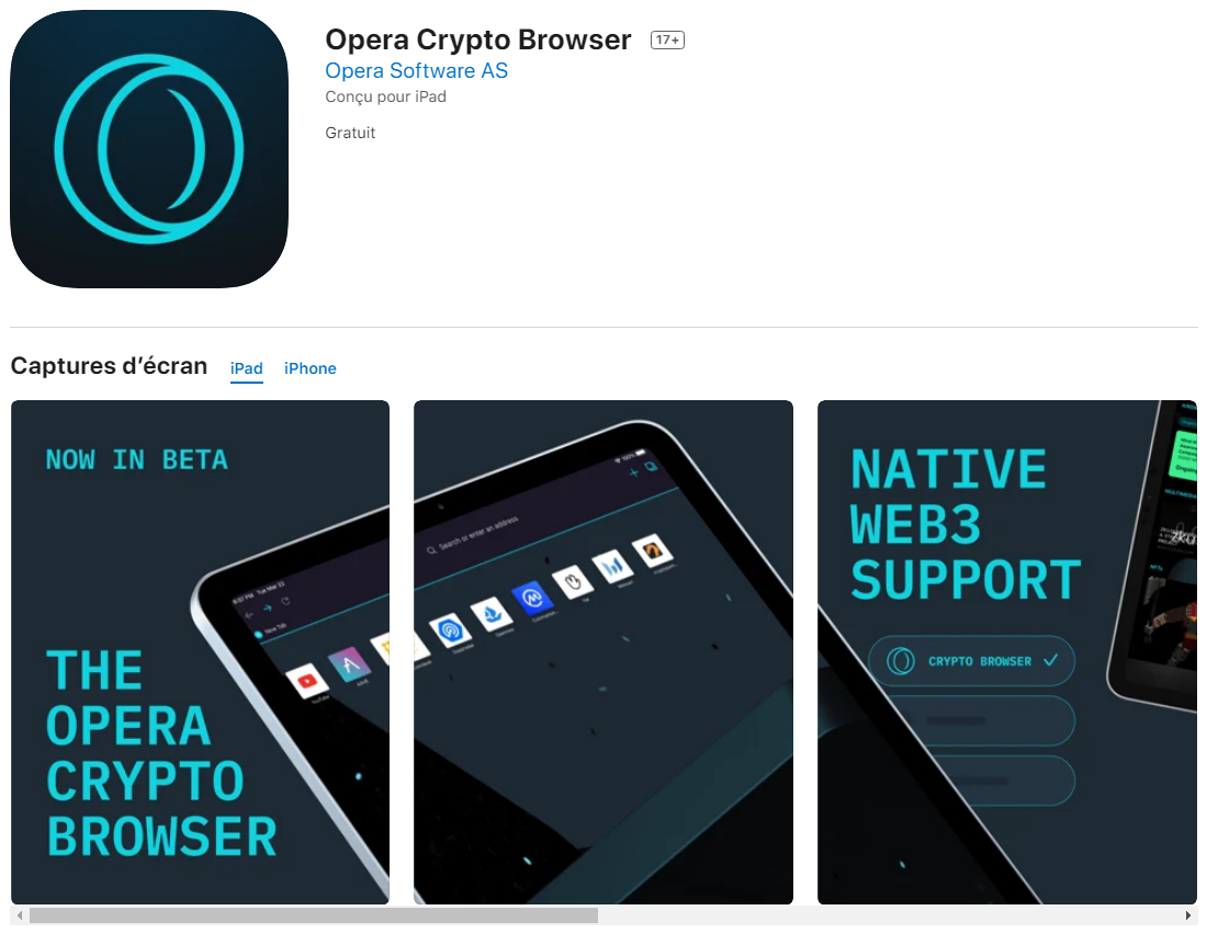 Trình duyệt Opera Crypto © iOS (Ảnh: AppStore /Apple)