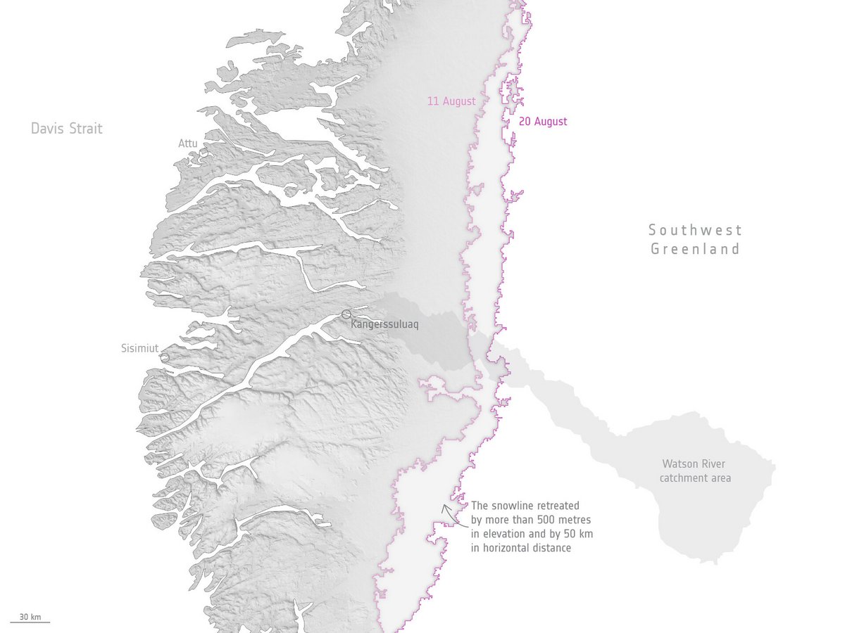 Kỷ lục gang Greenland 2021 © Dữ liệu Copernicus Sentinel (2021), xử lý bởi ESA