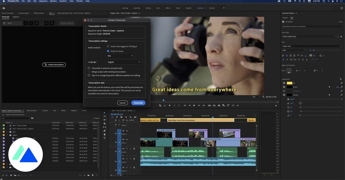 Adobe ra mắt Speech to Text trên Premiere Pro và kết xuất nhiều khung hình trên After Effects