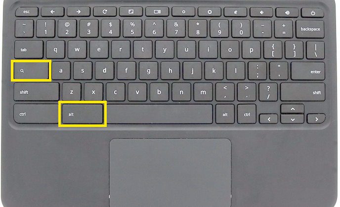 Teclado de Chromebook con bloqueo de mayúsculas
