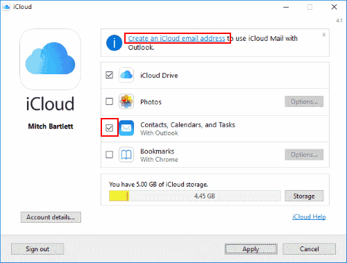 Xem qua Outlook iCloud Windows