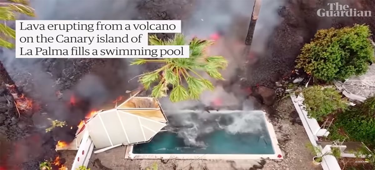 Drones mostram lava de vulcão engolindo dezenas de casas em La Palma